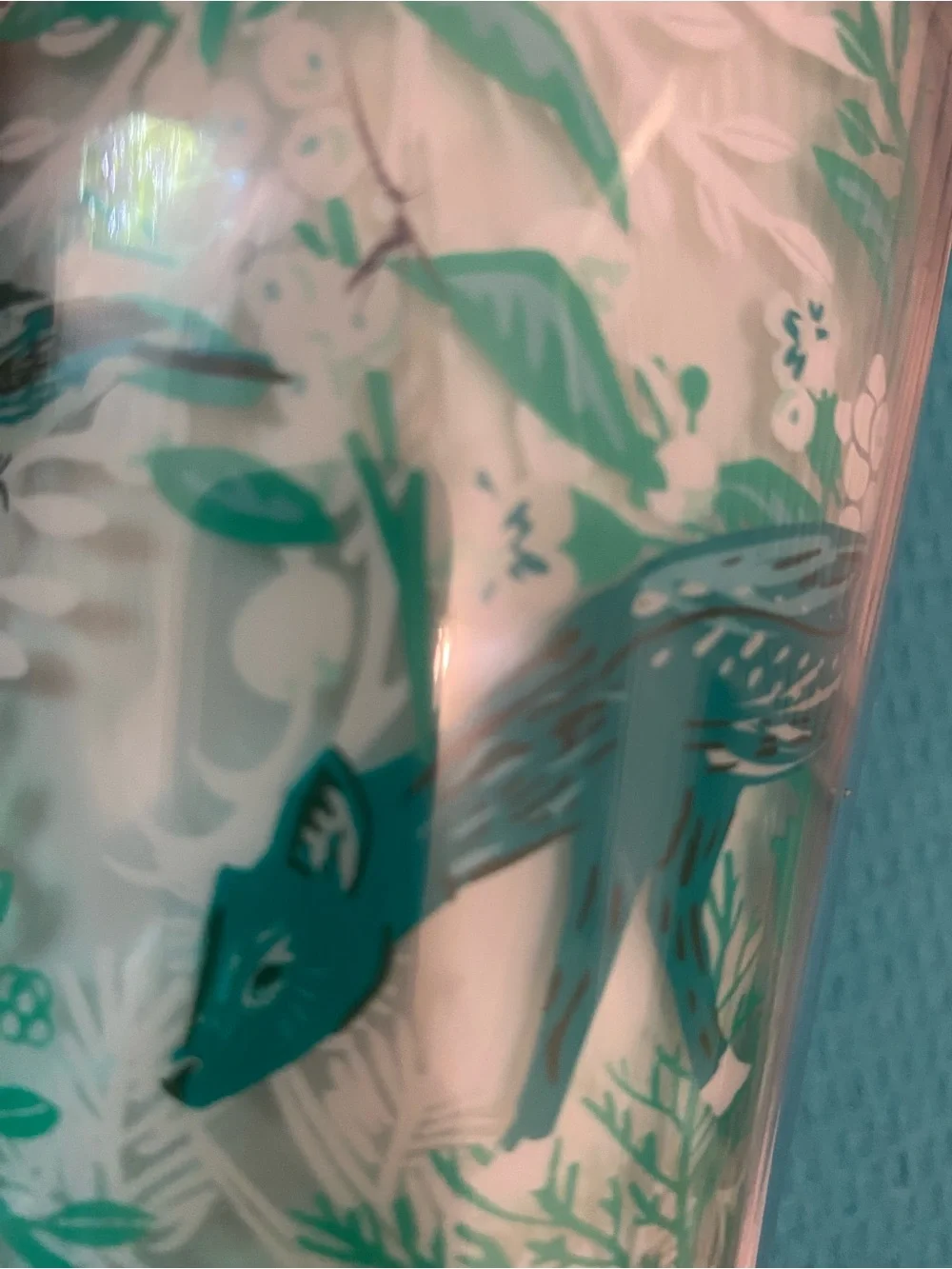 STARBUCKS 2022 “Enchanted Forest Tumbler Fox Straw Topper” 24oz Turquoise AS IS”